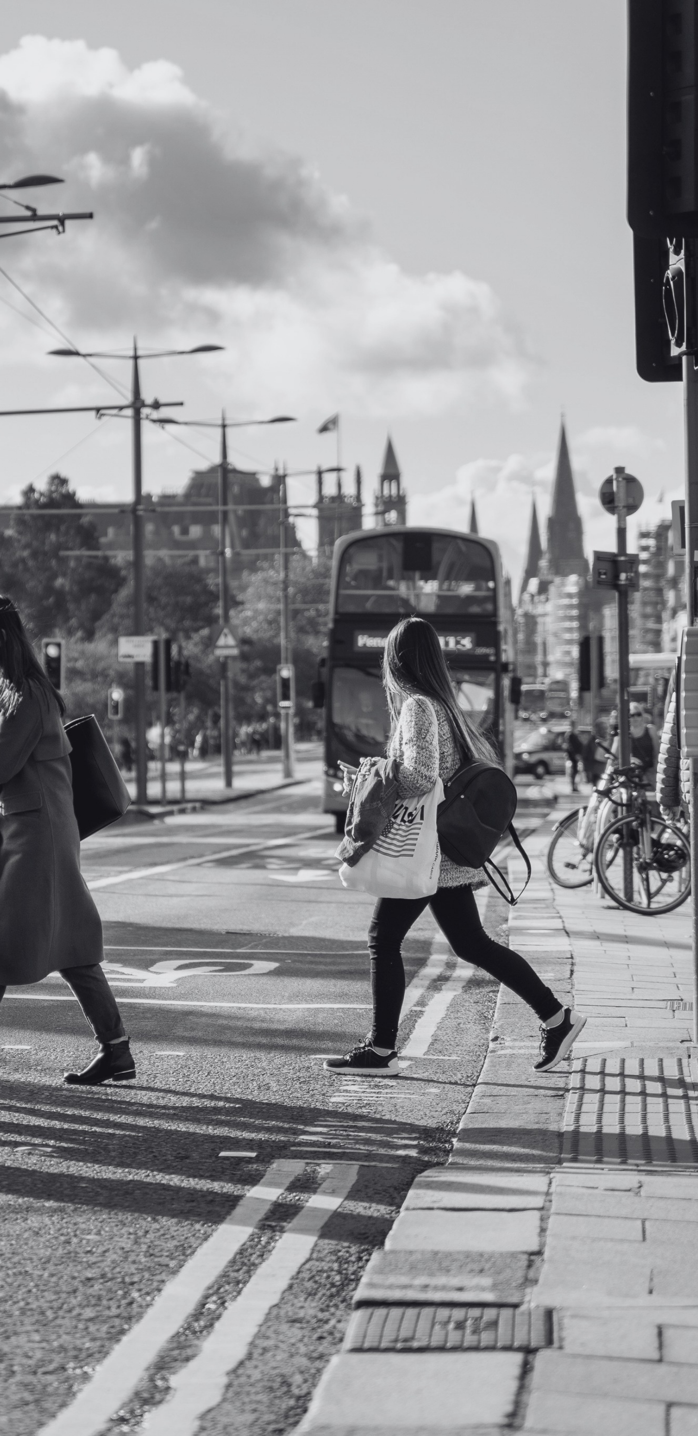 Pedestrians walking in Edinburgh